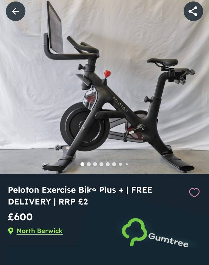 Peloton Exercise Bike Plus sold on Gumtree for £600